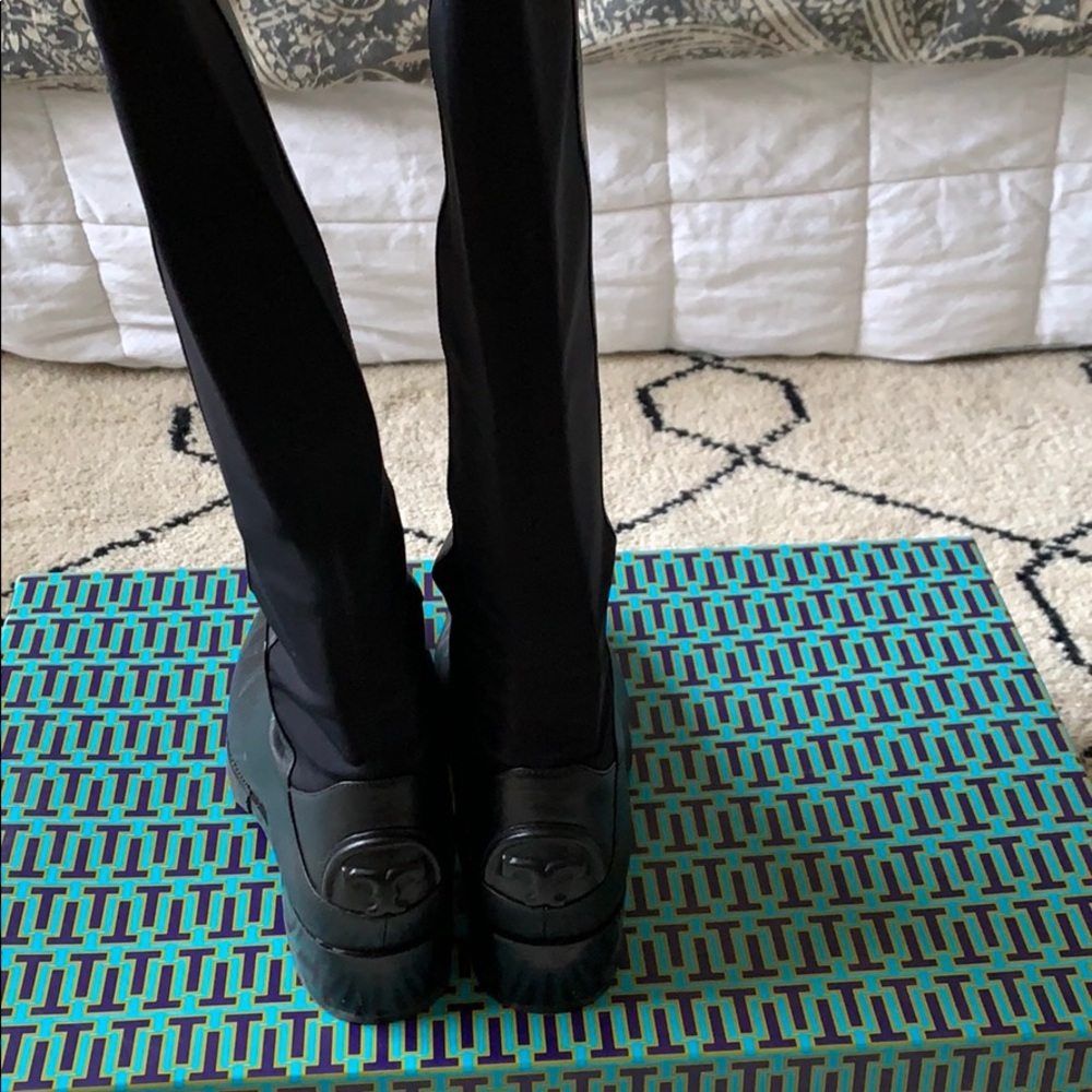 Tory Burch black Caitlin Stretch boot.